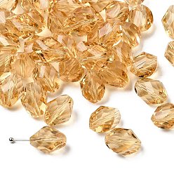 Золотистый К 9 стекло, имитация Австрийские кристаллические шарики, класс AAA, граненые, двухконусные, золотые, 10x13 мм, отверстие : 0.9~1 мм