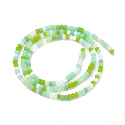 Lawn Green Faceted Glass Beads Strands, Frosted, Rondelle, Lawn Green, 2.5~3.2x1.8~2.6mm, Hole: 0.8mm, about 185~186pcs/Strand, 15.55~15.75 inch(39.5~40cm)