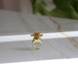 Yellow Glass Bottles Ornament, Micro Landscape Home Dollhouse Accessories, Pretending Prop Decorations, Yellow, 1.5x1.9cm