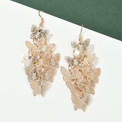 Light Gold 430 серьги-бабочки из нержавеющей стали с подвесками, с железными крюками серьги, золотой свет, 71 мм