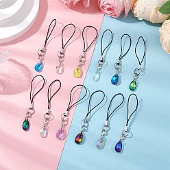 Разноцветный Граненый стеклянный цинковый сплав нейлоновый шнур мобильные ремни, слеза, красочный, 87 мм