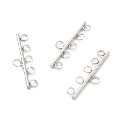 Edelstahl Farbe Anlaufgeschützt 304 Kronleuchter-Komponentenglieder aus Edelstahl, 6 Loop-Anschluss, Edelstahl Farbe, 7.5x27x1.5 mm, Bohrung: 1.9 mm
