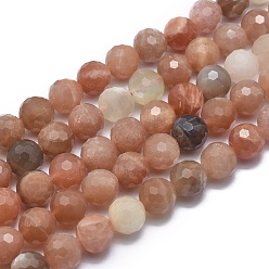 Multi-Moonstone Natural Multi-Moonstone Beads Strands, Faceted, Round, 10mm, Hole: 1.2mm, about 40pcs/strand, 15.7 inch(40cm)