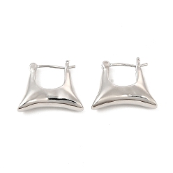 Platinum Brass Bag Shape Hoop Earrings for Women, Platinum, 16.5x19x5mm, Pin: 0.8mm