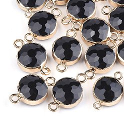 Schwarz Steckverbinder für galvanische Glasglieder, mit  eisernem Zubehör, facettiert, Flachrund, golden, Schwarz, 22x14x8 mm, Bohrung: 1.5 mm