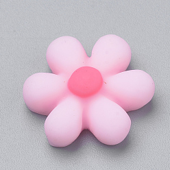 Pink Resin Cabochons, Flower, Pink, 16x6mm