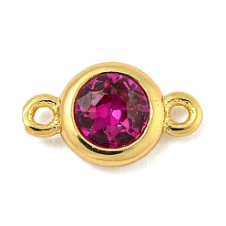 Фиолетовый Покрытие стойки латунь паве кубический цирконий плоские круглые звенья соединительные подвески, долговечный, без свинца и без кадмия, реальный 18 k позолоченный, фиолетовые, 10x6x2.5 мм, отверстие : 0.7 мм