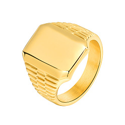 Золотой Прямоугольник 304 перстни из нержавеющей стали для мужчин, золотые, 17.5 мм, размер США 10 (19.8 мм)