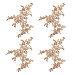 Светло-хаки Цветочная вышивка полиэстер пришивные аппликации, с пластиковыми пайетками, украшение для свадебного платья своими руками, Cheongsam, светлый хаки, 351x241x0.5 мм