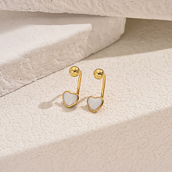 Белый 201 серьги-гвоздики в форме сердца из нержавеющей стали, золотые, белые, 15.6x6.4 мм