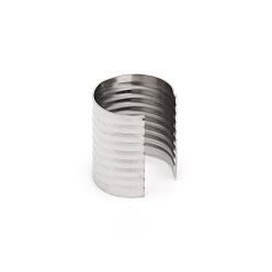 Platinum Iron Fold Over Crimp Head Clips without Loop, for Clothing, Tassel Accessories, Cylindrical, Platinum, 17x15.5mm, Inner Diameter: 15mm