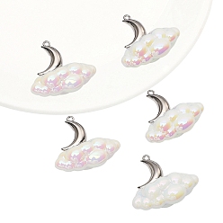 Луна Подвески из смолы на хэллоуин, с фурнитурой сплавочной платины тон, луна, 27x30 мм