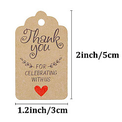 Rectangle Бумажные подарочные бирки на тему благодарения, пеньковой мозга, прямоугольник, 5x3 см, 100 шт / пакет