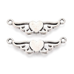 Античное Серебро Звенья / разъемы из сплава в тибетском стиле, сердце с крыльями ангела, без кадмия и без свинца, античное серебро, 34x10.5x2 мм, отверстие : 1.6~1.8 мм, Около 666 шт / 1000 г