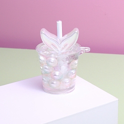 Желтая Старая Ткань  Большие подвески из светящейся смолы в виде напитка, светящиеся в темноте подвески в виде рыбьего хвоста, старое кружево, 54x42 мм