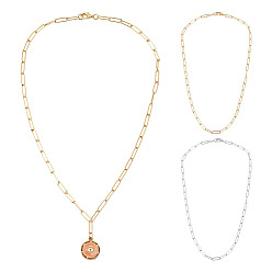 (52) Непрозрачная лаванда 2 шт. 2 цвета латуни круглые овальные скрепки цепочки ожерелья, с карабин-лобстерами , разноцветные, 18.3 дюйм (46.5 см), ссылка: 12x3.5x0.8 mm, 1 шт / цвет