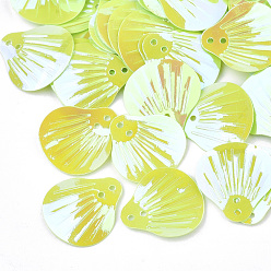 Желто-Зеленый Аксессуары для орнаментов, пластиковые пайетки / блестки из бисера, с покрытием AB цвета, оболочка, желто-зеленый, 19x17.5x1 мм, Отверстие : 1.5 мм , около 4500 шт / 500 г