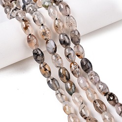 Античный Белый Природных вены драконов агат бисер нитей, граненые, овальные, старинный белый, 10.5~12x7.5~8 мм, отверстие : 1 мм, около 32 шт / нитка, 14.57~15.2'' (37~38 см)