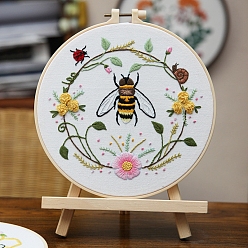 Золотистый Насекомые пчелы наборы для вышивания своими руками, включая ткань с принтом, нитки и иглы для вышивания, пяльцы, золотые, 200 мм