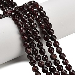 Гранат Гранат природный бисер нитей, граненые, круглые, 6 мм, отверстие : 0.9 мм, около 63~64 шт / нитка, 15.16~15.28'' (38.5~38.8 см)