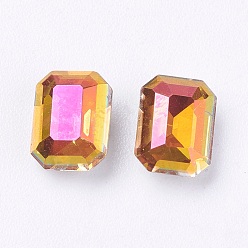 Copper Imitation Austrian Crystal Glass Rhinestone, Grade A, Pointed Back & Back Plated, Rectangle Octagon
, Copper, 8x6x3mm