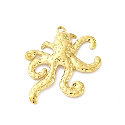 Настоящее золото 18K 304 подвески из нержавеющей стали, прелести осьминога, вакуумное покрытие pvd, реальный 18 k позолоченный, 37x32.5x3 мм, отверстие : 2 мм