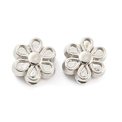 Платина CCB пластиковые шарики, цветок, платина, 7x7x3.5 мм, отверстие : 1 мм