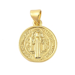 Настоящее золото 18K Стойки обшивки латунные подвески, без кадмия и без свинца, планета, круглые, реальный 18 k позолоченный, 18x15x1 мм, отверстие : 3x4 мм