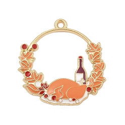 Другие Подвески из сплава с эмалью ко дню благодарения, золотые, Турция, 30x29.5x3 мм, отверстие : 1.8 мм