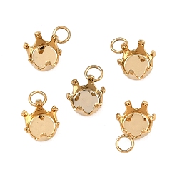 Настоящее золото 18K 304 подвески-подвески из нержавеющей стали со стразами, плоско-круглые, реальный 18 k позолоченный, лоток : 4.5 мм, 8.5x6x4.5 мм, отверстие : 1.8 мм