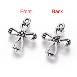 Античное Серебро Сплавочные подвески тибетского стиля, без свинца и без кадмия, античное серебро, 22.5x17x2 мм, отверстие : 2 мм