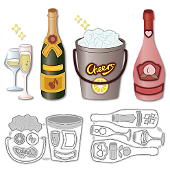 Drink Трафареты для резки углеродистой стали цвета шампанского, для diy scrapbooking, Фотоальбом, декоративная бумага для тиснения, форма для поздравительных открыток, пить, 105~150x96~144x0.8 мм, 2 шт / комплект