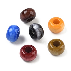 (52) Непрозрачная лаванда Непрозрачный акрил европейского бисера, бусины с большим отверстием, рондель, разноцветные, 13.5x8.5 мм, отверстие : 5.5 мм