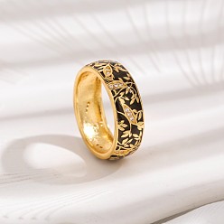 Черный Латунные микро проложить пальцев кольца кубического циркония, с эмалью, цветочным узором, чёрные, размер США 8 (18.1 мм)