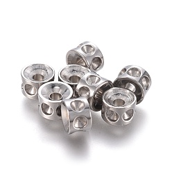 Stainless Steel Color Tarnish Resistant 304 Stainless Steel Beads Rhinestone Settings, Column, Stainless Steel Color, 6x4mm, Hole: 1.8mm, fit for 2mm rhinestone