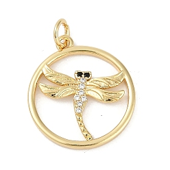 Настоящее золото 18K Стойка металлическая латунная микропрофилированная кубическая циркония подвески, без свинца и без кадмия, долговечный, стрекоза прелести, с целью перехода в кольце, реальный 18 k позолоченный, 20.5x18.5x2.5 мм