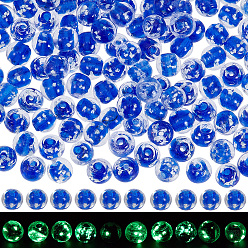 Azul 120 Uds cuentas de lampwork luminosas hechas a mano, rondo, azul, 8 mm, agujero: 1 mm
