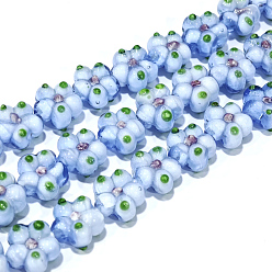 Королевский синий Бусы лэмпворк ручной работы, неровный, цветок, королевский синий, 13.5~14x14.5~15x7~8 мм, отверстие : 1.4 мм, около 28 шт / нитка, 14.57 дюйм (37 см)