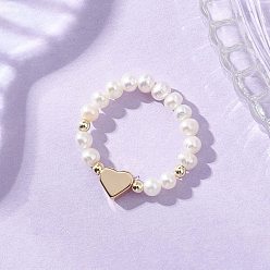 Сердце Регулируемые кольца на палец из натурального культивированного пресноводного жемчуга для женщин, стрейч-кольца, сердце, 19 мм