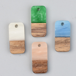 (52) Непрозрачная лаванда Подвески из непрозрачной смолы и ореха, прямоугольные, разноцветные, 21.5x10x3 мм, отверстие : 2 мм