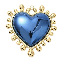 Синий Двухцветные 304 большие подвески из нержавеющей стали, шарма сердца, вакуумное покрытие pvd, реальный 18 k позолоченный, синие, 50x47.5x9 мм, отверстие : 2.5 мм