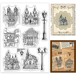 Building PVC Plastic Stamps, for DIY Scrapbooking, Photo Album Decorative, Cards Making, Stamp Sheets, Building Pattern, 16x11x0.3cm