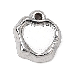 Stainless Steel Color 304 Stainless Steel Pendant Cabochon Settings, Heart, Stainless Steel Color, 11.5x10.5x2.5mm, Hole: 1.2mm, Tray: 7x7.5mm