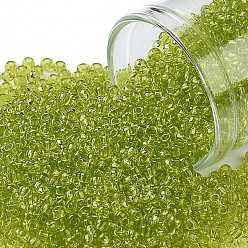 (4) Transparent Lime Green Круглые бусины toho, японский бисер, (4) прозрачный салатовый, 11/0, 2.2 мм, отверстие : 0.8 мм, Около 50000 шт / фунт