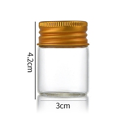 Золотой Четкие стеклянные бутылки шарик контейнеры, Пробирки для хранения шариков с завинчивающейся крышкой и алюминиевой крышкой, колонка, золотые, 3x4 см, емкость: 15 мл (0.51 жидких унций)