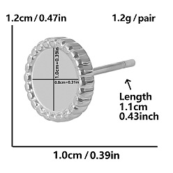 Платина Модные овальные 304 серьги-гвоздики из нержавеющей стали, винтажные аксессуары, платина, 12x10 мм