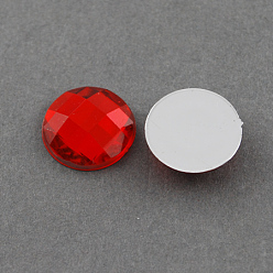 Rot Acryl-Strass-Cabochons, flache Rückseite, facettiert, Halbrund, rot, 6x3 mm