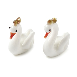Белый Лебедь украшения дома, украшения ручной работы дисплея бусины, белые, 21.5~24x14.5x25.5~26.5 мм