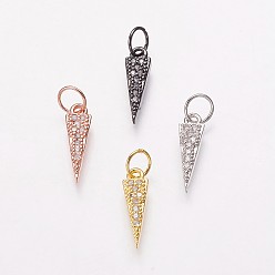 (52) Непрозрачная лаванда Латунные микро проложить кубического циркония прелести, треугольные, прозрачные, разноцветные, 13.5x4x2 мм, отверстие : 3.5 мм