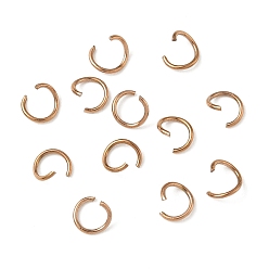 Розовое Золото 304 кольца прыжок из нержавеющей стали, круглые кольца, открытые кольца прыжок, розовое золото , 6x0.8 мм, внутренний диаметр: 4.5 мм